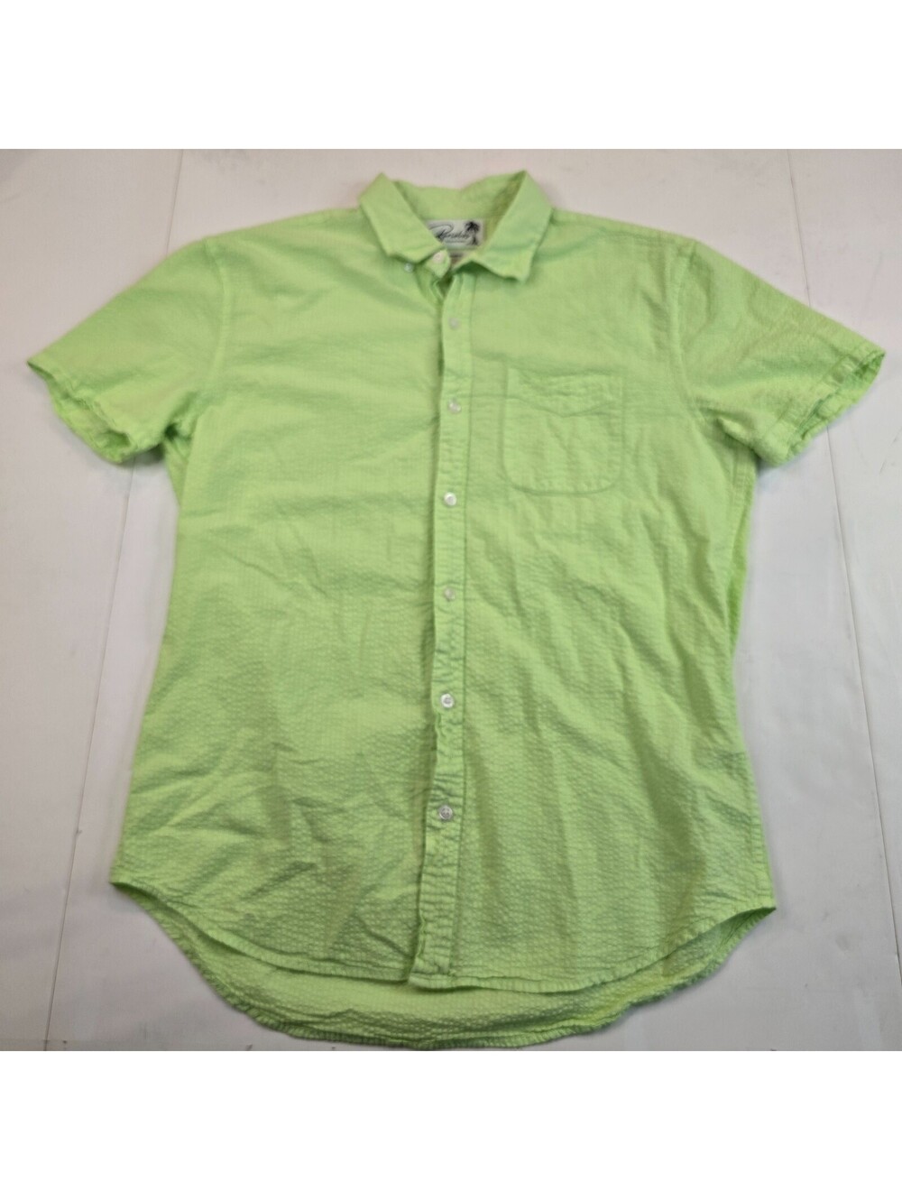 Bonobos Shirt Mens Medium Green Solid Short Sleeve Button Up Slim Fit Stretch
